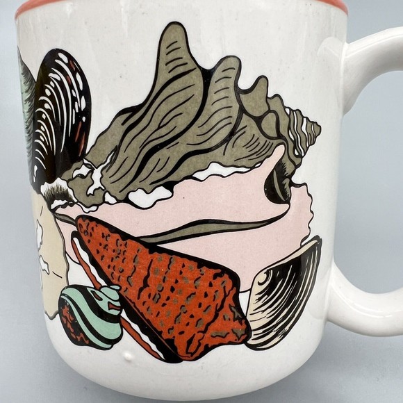 VTG 1988 Potpourri Press Coffee Mugs Seashell Shell Coral Pair Set of 2 EUC LN - Picture 5 of 9